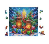 Puzzle De 100 Piezas para Adultos Linternas y Regalos en Navidad 28x28cm Corte De Precisión Ajuste Rebabas Vínculo Padres-Hijos Juego Interactivo