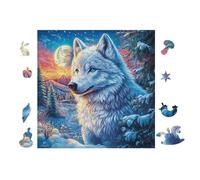 Puzzle De 100 Piezas para Adultos Lobo 28x28cm Nivel Intermedio Ideal para Mejora De Habilidades Entrenamiento De Pensamiento Lógico Regalo