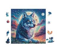 Puzzle De 100 Piezas para Adultos Lobo a la luz de la Luna 28x28cm Puzzle De Arteterapia Ideal para Salud Mental Alivio del Estrés Regulación Emocional Regalo Divertida