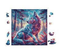 Puzzle De 100 Piezas para Adultos Lobo con Pelo arcoíris 28x28cm Cochetón Premium Ajuste Deformación Desgarro Uso Duradero Juegos EduGatoivos Regalo