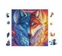 Puzzle De 100 Piezas para Adultos Lobo con Pelo arcoíris en el Bosque de Flores 28x28cm Cartón Premium Ajuste Deformación Desgarro Uso Duradero Juegos EduGatoivos Regalo