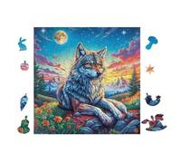Puzzle De 100 Piezas para Adultos Lobo en el Bosque a la luz de la Luna 28x28cm Actividad En Interiores Vacaciones De Invierno Días Fríos Tiempo En Familia Hobby