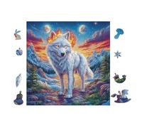 Puzzle De 100 Piezas para Adultos Lobo en el Bosque a la luz de la Luna 28x28cm Cochetón Ecológico Seguro No Tóxico Adolescentes Adultos Hobby Diario Regalo