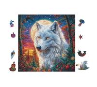 Puzzle De 100 Piezas para Adultos Lobo en el Bosque a la luz de la Luna 28x28cm Puzzle Profesional para Aficionados Ajuste Rebabas Juegos EduGatoivos
