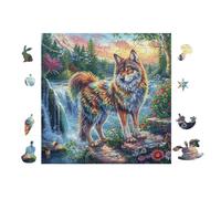 Puzzle De 100 Piezas para Adultos Lobo en el Bosque de Cascada 28x28cm Regalo De Graduación para Estudiantes Ideal para Entrenamiento Cerebral Relajación Después De Los
