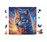 Puzzle De 100 Piezas para Adultos Lobo in Bosque de montaña 28x28cm Actividad En Interiores Vacaciones De Invierno Días Fríos Tiempo En Familia Hobby