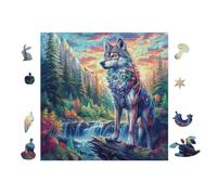 Puzzle De 100 Piezas para Adultos Lobo in Bosque de montaña 28x28cm Ideal para Actividades En Interiores Días De Lluvia Fines De SeHombrea Tiempo En