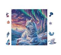 Puzzle De 100 Piezas para Adultos Lobo in Northern Lights 28x28cm Puzzle Coleccionable para Aficionados Duradero Impresión Vibrante No DesFurgonetaecible