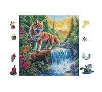Puzzle De 100 Piezas para Adultos Lobo in Waterfall Bosque 28x28cm Ideal para Actividades En Interiores Días De Lluvia Fines De SeHombrea Tiempo En