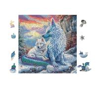 Puzzle De 100 Piezas para Adultos Lobo y su Cachorro 28x28cm Cartón Premium Ajuste Deformación Desgarro Uso Duradero Juegos EduGatoivos Regalo