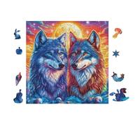 Puzzle De 100 Piezas para Adultos Lobos en el Bosque a la luz de la Luna 28x28cm Arte De Pared Enmarcable para Oficina Café Presentación Artística Única para Espacio Comercial