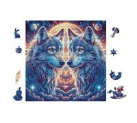 Puzzle De 100 Piezas para Adultos Lobos en el Bosque de montaña a la luz de la Luna 28x28cm Corte De Precisión Ajuste Rebabas Vínculo Padres-Hijos Juego Interactivo