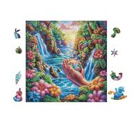 Puzzle De 100 Piezas para Adultos Mano con Cascada Garden 28x28cm Puzzle Hobby Relajante Ideal para Tiempo Libre Diario Reduce El Estrés Mejora El Estado De Ánimo