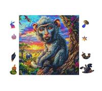 Puzzle De 100 Piezas para Adultos Mono in Flower Bosque 28x28cm Arte De Pared Enmarcable para Oficina Café Presentación Artística Única para Espacio Comercial