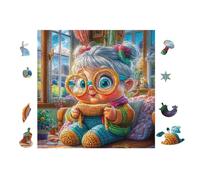 Puzzle De 100 Piezas para Adultos Mujer anciana 28x28cm Corte De Precisión Ajuste Rebabas Vínculo Padres-Hijos Juego Interactivo