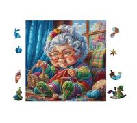 Puzzle De 100 Piezas para Adultos Mujer anciana tejiendo 28x28cm Cartón Ecológico Seguro No Tóxico Adolescentes Adultos Hobby Diario Regalo