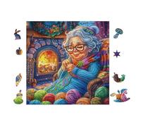 Puzzle De 100 Piezas para Adultos Mujer anciana tejiendo 28x28cm Puzzle De Arteterapia Ideal para Salud Mental Alivio del Estrés Regulación Emocional Regalo Divertida