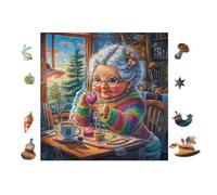 Puzzle De 100 Piezas para Adultos Mujer anciana with Tea 28x28cm Nivel Experto Puzzle Desafiante Ideal para Coleccionistas Entrenamiento De Pensamiento Lógico