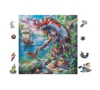Puzzle De 100 Piezas para Adultos Nativo Americano y Barco 28x28cm Ideal para Actividades En Interiores Días De Lluvia Fines De Semana Tiempo En