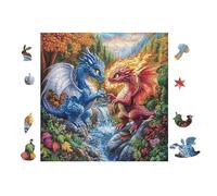 Puzzle De 100 Piezas para Adultos Obra de Arte de Fuego de Gemelos Dragones 28x28cm Puzzle Hobby Relajante Ideal para Tiempo Libre Diario Reduce El Estrés Mejora El Estado De Ánimo