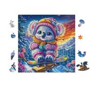 Puzzle De 100 Piezas para Adultos Oso con Bufanda 28x28cm Impresión Vibrante No DesFurgonetaecible Arte De PaRojo Enmarcable Ideal para Salón Dormitorio Regalo