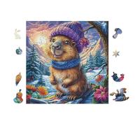 Puzzle De 100 Piezas para Adultos Oso in Winter SCochef in Bosque 28x28cm Regalo del Día De La Madre para Mamá Hobby Relajante Divertido Tiempo Libre Decoración del Hogar
