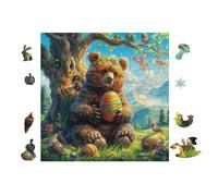 Puzzle De 100 Piezas para Adultos Oso with Honey Pot in Bosque de montaña 28x28cm Alto Nivel De Dificultad para Jugadores Avanzados Ideal para Entrenamiento De Habilidades Desafíate