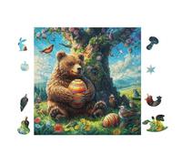 Puzzle De 100 Piezas para Adultos Oso with Honey Pot in Bosque de montaña 28x28cm Nivel Experto Puzzle Desafiante Ideal para Coleccionistas Entrenamiento De Pensamiento Lógico