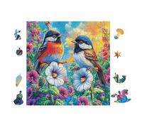Puzzle De 100 Piezas para Adultos Pájaros Perching on Flowers 28x28cm Cartón Ecológico Seguro No Tóxico Adolescentes Adultos Hobby Diario Regalo