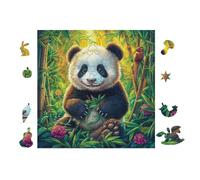 Puzzle De 100 Piezas para Adultos Panda en el Bosque de bambú 28x28cm Actividad En Interiores Vacaciones De Invierno Días Fríos Tiempo En Familia Hobby