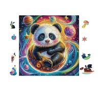 Puzzle De 100 Piezas para Adultos Panda en el Espacio 28x28cm Montaje Fácil para Principiantes Ideal para Niños Adolescentes Mejora La Destreza Hombreual Regalo