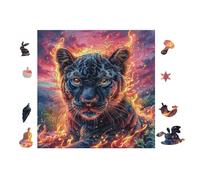 Puzzle De 100 Piezas para Adultos Pantera Negra Fire 28x28cm Regalo del Día del Padre para Papá Alivio del Estrés Puzzle Desafiante Relajación Diaria