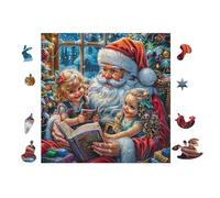 Puzzle De 100 Piezas para Adultos Papá Noel Lee un Libro 28x28cm Duradero Reutilizable Regalo De Cumpleaños Amantes De Puzzles Familia Amigos