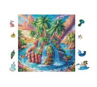 Puzzle De 100 Piezas para Adultos Paraíso de Cascada Tropical 28x28cm Regalo De Graduación para Estudiantes Ideal para Entrenamiento Cerebral Relajación Después De Los