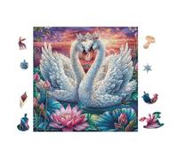 Puzzle De 100 Piezas para Adultos Pareja de cisnes en el jardín de Rosas 28x28cm Arte De PaRojo Enmarcable para Oficina Café Presentación Artística Única para Espacio Comercial