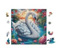 Puzzle De 100 Piezas para Adultos Pareja de cisnes en el Lago 28x28cm Actividad En Interiores Vacaciones De Invierno Días Fríos Tiempo En Familia Hobby