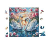 Puzzle De 100 Piezas para Adultos Pareja de cisnes en el Lago 28x28cm Regalo De San Valentín para Parejas Actividad De Vínculo Divertida Experiencia De Montaje Fluida