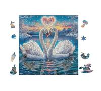 Puzzle De 100 Piezas para Adultos Pareja de cisnes en el Lago del corazón 28x28cm Apto para Niños Ideal para Interacción Padres-Hijos Mejora La Concentración De Los Niños Regalo
