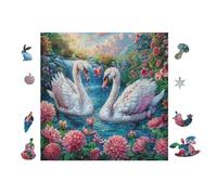 Puzzle De 100 Piezas para Adultos Pareja de cisnes Lake 28x28cm Arte De Pared Enmarcable para Oficina Café Presentación Artística Única para Espacio Comercial