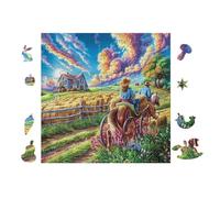 Puzzle De 100 Piezas para Adultos Pareja de granjeros en el Campo 28x28cm Alto Nivel De Dificultad para Jugadores Avanzados Ideal para Entrenamiento De Habilidades Desafíate
