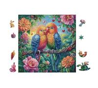 Puzzle De 100 Piezas para Adultos Pareja de Loros Tropicales 28x28cm Arte De PaRojo Enmarcable para Oficina Café Presentación Artística Única para Espacio Comercial