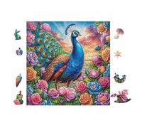 Puzzle De 100 Piezas para Adultos Peacock in Jardín de Flores 28x28cm Actividad Vacaciones De Verano Ideal para Viaje Vacaciones Tiempo Libre En Casa Hobby Relajante