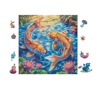 Puzzle De 100 Piezas para Adultos Peces koi en el océano 28x28cm Ideal para Actividades En Interiores Días De Lluvia Fines De Semana Tiempo En
