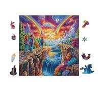Puzzle De 100 Piezas para Adultos Personas en la Cascada arcoíris 28x28cm Puzzle Universal para Todas Las Ocasiones Decoración del Hogar Diversión Familiar