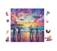 Puzzle De 100 Piezas para Adultos Pilotos Viendo Aviones Pasar 28x28cm Ecológico Seguro No Tóxico Uso Familiar Apto para Todas Las Edades RegaloDivertida