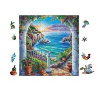 Puzzle De 100 Piezas para Adultos Playa Tropical View Through Arches 28x28cm Cochetón Ecológico Seguro No Tóxico Adolescentes Adultos Hobby Diario Regalo