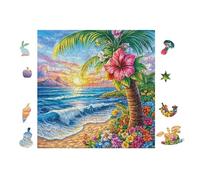 Puzzle De 100 Piezas para Adultos Playa Tropical with Palm Trees 28x28cm Actividad De Noche De Fiesta Navidad Año Nuevo Reuniones Familia Amigos Tiempo