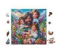 Puzzle De 100 Piezas para Adultos Sagrada Familia in Heaven 28x28cm Puzzle Hobby Relajante Ideal para Tiempo Libre Diario Reduce El Estrés Mejora El Estado De Ánimo
