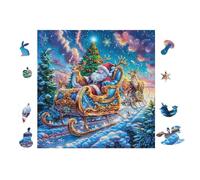 Puzzle De 100 Piezas para Adultos Santa on Trineo in Night Sky 28x28cm Ideal para Actividades En Interiores Días De Lluvia Fines De SeHombrea Tiempo En
