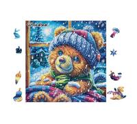 Puzzle De 100 Piezas para Adultos Teddy Oso in Knitted Hat 28x28cm Duradero Reutilizable Regalo De Cumpleaños AHombretes De Puzzles Familia Amigos
